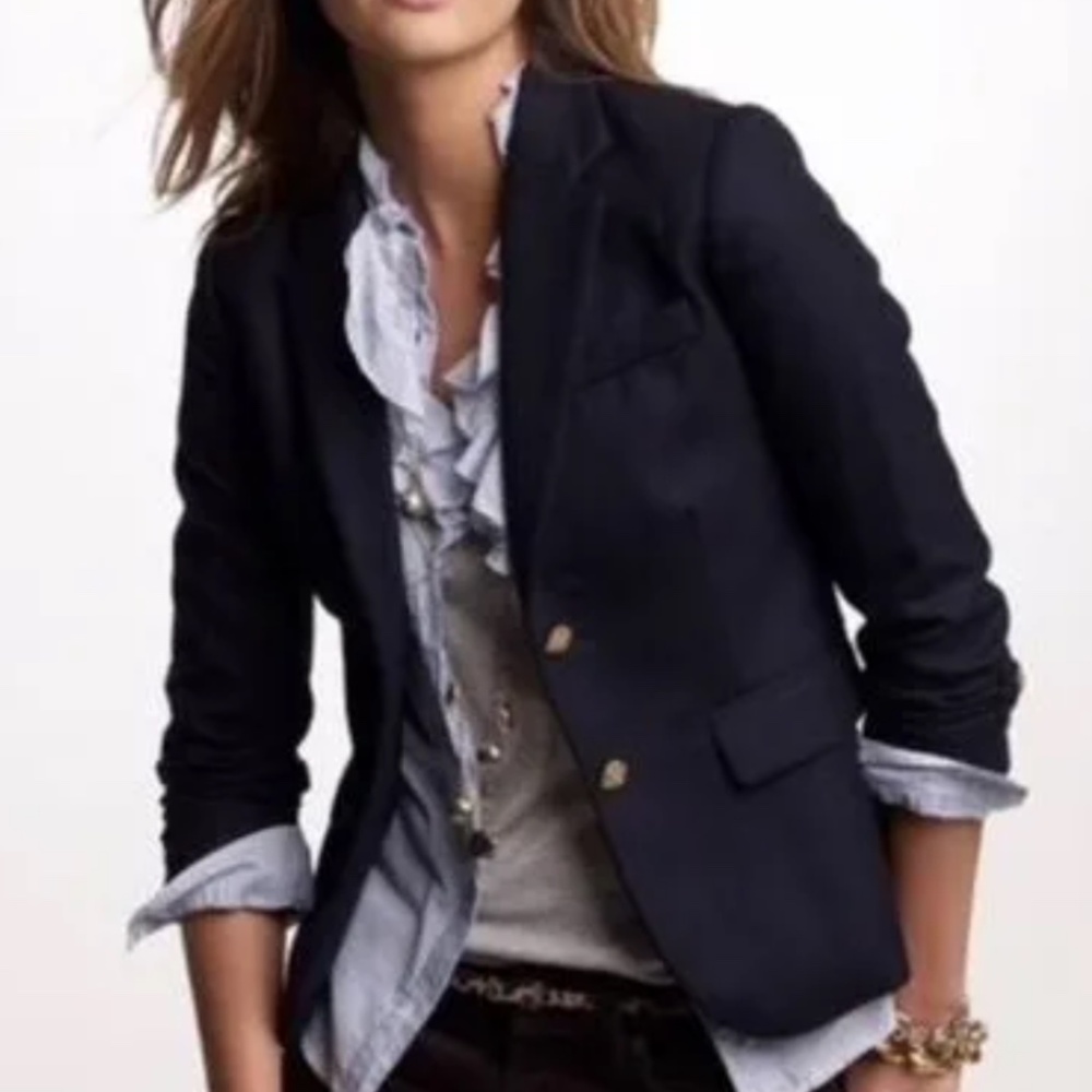 NWT Banana Republic Navy blue classic single breasted blazer gold buttons 8P